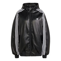 (WMNS) adidas Adilenium Oversized Faux Leather Jacket Asia Sizing 'Black White' IV9328
