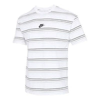 Nike Sportswear Embroidered Logo Stripe Loose Knit Sports Short Sleeve White DB6532-100