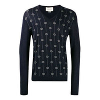 Gucci Monogram Motif Sweater 'Navy' 576902XKAUM