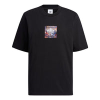 Men's adidas originals Printing Casual Sports Short Sleeve Black T-Shirt H09193