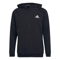 Men's adidas Casual Sports Hooded Zipper Jacket Japanese Version Black HA6366