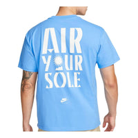 Men's Nike Alphabet Logo Printing Round Neck Solid Color Cotton Casual Short Sleeve Blue T-Shirt DQ1017-412