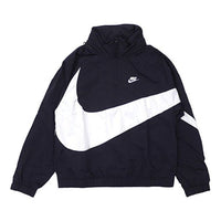 Men's Nike Half Zipper Big Swoosh Jacket Us Edition Black AJ1404-010