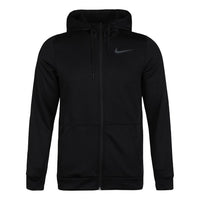 Nike Therma Full-length zipper Cardigan Training Hooded Jacket Black CU6232-010