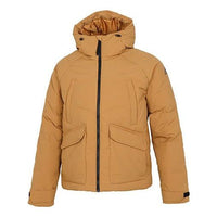 Men's adidas Big Baffle Jkt Casual Sports Zipper Cardigan Hooded Down Jacket Turmeric GQ2506