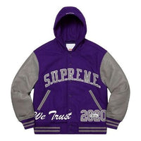Supreme King Hooded Varsity Jacket 'Purple Grey' SUP-FW20-219