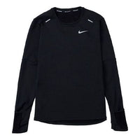 Men's Nike Solid Color Training Sports Round Neck Long Sleeves Black T-Shirt DD5650-010