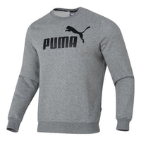 PUMA Letter Print Fleece Pullover Sweatshirt 'Grey Black' 682722-03