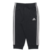 adidas M 3s Ft Tc 34pt Logo Embroidered Stripe Knit Bundle Feet Cropped Pants Black GK8987
