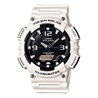 CASIO Waterproof Sports Solar Powered Black DialWhite Strap Mens BlackWhite Analog AQ-S810WC-7A
