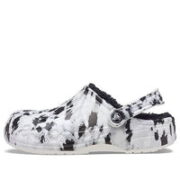 Crocs Baya Lined Clog Fleece Lined Unisex White Gray Slippers 'White Grey' 205975-10M