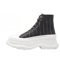 (WMNS) Alexander McQueen Tread Slick Lace Up Ankle Sneakers 'Black Striped' 766898W4XA11678