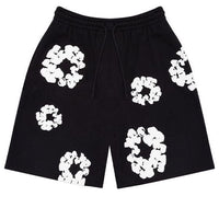 Denim Tears Cotton Wreath Logo Shorts 'Black White' 402-010-30
