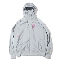 Nike Sportswear Sport Logo Printing Woven Breathable Hooded Jacket 'Grey' DM6868-073