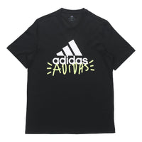 adidas logo Printing Round Neck Pullover Sports Short Sleeve Black FN1727