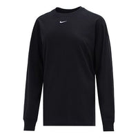 (WMNS) Nike Sportswear Essential Logo Printing Round-neck Sweateshirt Black DM6233-010