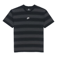 Men's Nike Brand logo Stripe Round Neck Short Sleeve Black T-Shirt DQ1117-010