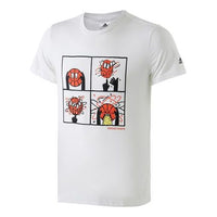adidas Basketball Cartoon Printing Short Sleeve White DU6858