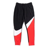 Nike Large Logo Printing Drawstring Sports Long Pants Black Red Blackred AR3087-657