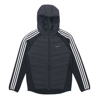 adidas neo M Dwn Hybrd Jkt Splicing Sports hooded down Jacket Black H45248