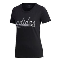 (WMNS) adidas Alphabet Logo Printing Cotton Short Sleeve Black FM6176