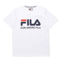 FILA FUSION Casual Logo Printing Round Neck Short Sleeve White T51M019150F-WT
