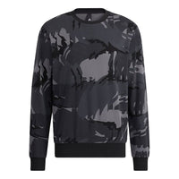 Men's adidas Fi Aop Camo Swt Camouflage Sports Round Neck Pullover Dark Grey H65646