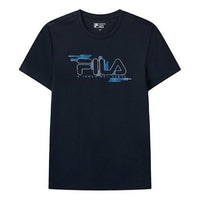 FILA Embroidered Logo Loose Knit Short Sleeve Blue F11M122102F-NV