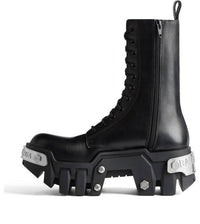 Balenciaga Bulldozer Lace Up Boots 'Black Matte Smooth Calfskin' 672502WBCQ11081