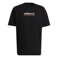 Men's adidas originals Mtn Spr Tee Alphabet Logo Printing Sports Round Neck Short Sleeve Black T-Shirt HF4775