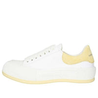 (WMNS) Alexander McQueen Deck Skate Plimsoll Lace Up 'White Yellow' 654593W4MV79781