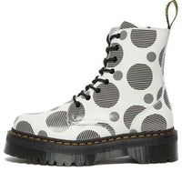 (WMNS) Dr. Martens Jadon Polka Dot Smooth Leather Platform Boots 'White Black' 26882101