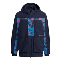 Men's adidas originals Adv Wb Printing Splicing Sports Jacket Legendary Ink Blue H46700