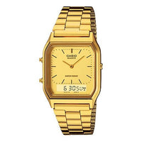 CASIO Waterproof Stainless Steel Strap Mens Gold Analog AQ-230GA-9D