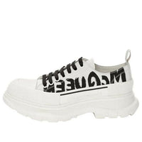 Alexander McQueen Tread Slick Low Lace Up Canvas Graffiti 'White Black' 682423WIABD9488