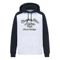 Men's DIOR SS22 Embroidered Logo Pattern Loose Hooded Colorblock Long Sleeves White 213J680A0531-C085