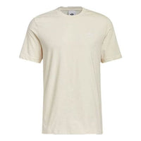 Men's adidas originals Solid Color Logo Athleisure Casual Sports Round Neck Short Sleeve Creamy White T-Shirt HN0995
