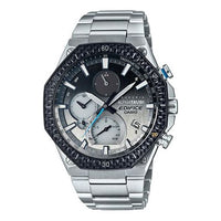 CASIO EDIFICE Sports Solar Powered Waterproof Sapphire Crystal Black DialSilver Strap Mens BlackSilver Analog EQB-1100AT-2APR
