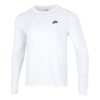 Men's Nike Minimalistic Alphabet Logo Athleisure Casual Sports Round Neck Long Sleeves White T-Shirt DR7822-100