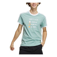 adidas neo W Smly Tee 3 Funny Printing Stripe Sports Short Sleeve Green GP5791