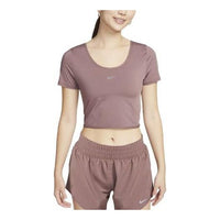 (WMNS) Nike One Classic Dri-FIT Short Sleeve Cropped Twist T-shirt Asia Sizing 'Smokey Mauve' FN2852-208