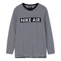 Nike Air Top Ls Alphabet Logo Printing Black White Stripe Long Sleeves Black White 930462-101