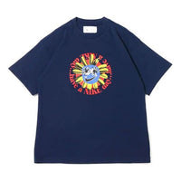Nike Cartoon Flowers Logo Pattern Printing Round Neck Short Sleeve Blue DV0683-419