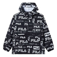 FILA Logo Full Print hooded Loose Jacket Black F11M934708F-PT