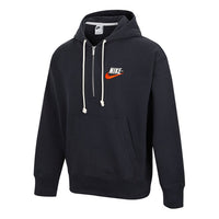 Men's Nike Embroidered Logo Half Zipper Hooded Knit Pullover Black DM5280-045