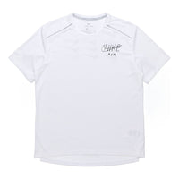 Nike Dri-Fit Miler Logo Printed Training TEE Men White AT7841-100
