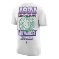 Men's Nike NBA Milwaukee Bucks Casual Sports Back Alphabet Numeric Loose Short Sleeve White T-Shirt DA7293-100