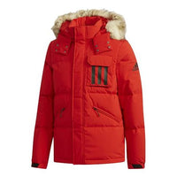 adidas Down Puffa 3STR Loose Outdoor hooded down Jacket Red DT7916