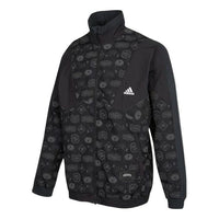 adidas Logo Printing Athleisure Casual Sports Jacket Black HE7474
