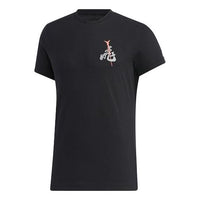 adidas 5 Generals Jh Back Printing Round Neck Basketball Sports Short Sleeve Black GK5211